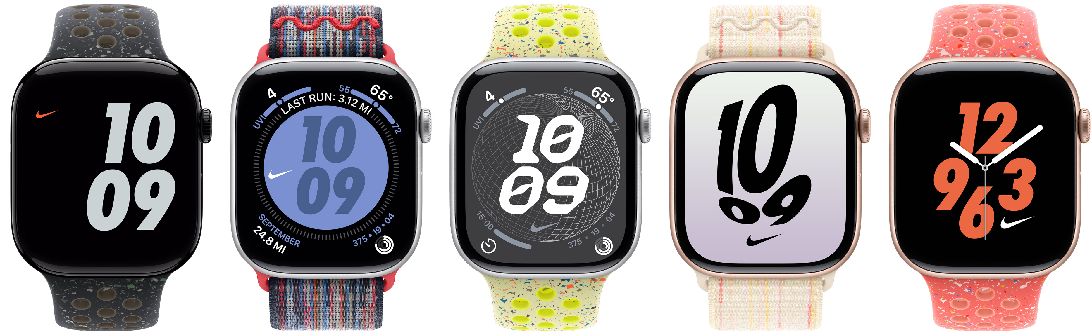 Images of several Nike Apple Watch Series 7 models.