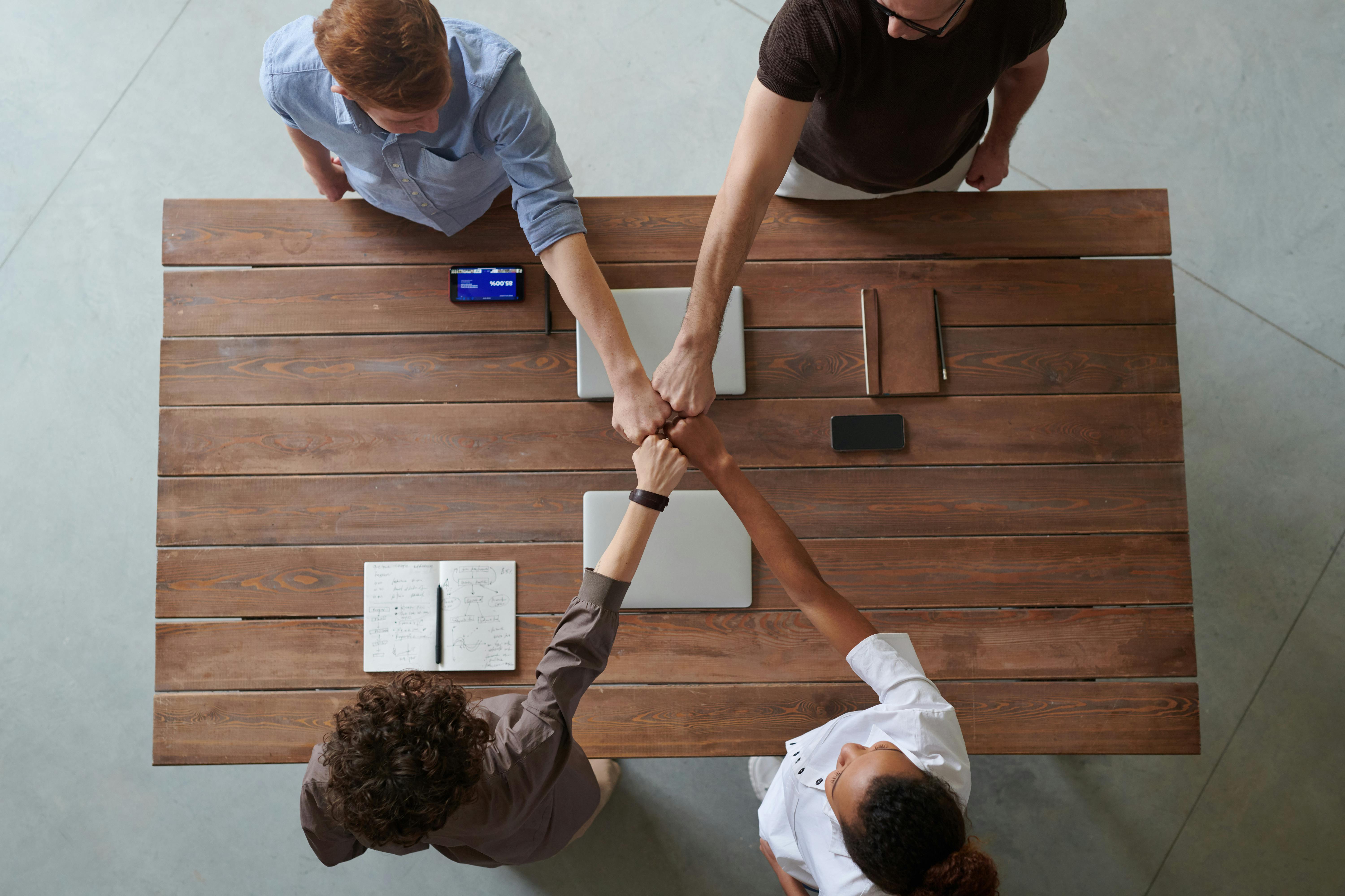 A group of people making agreement