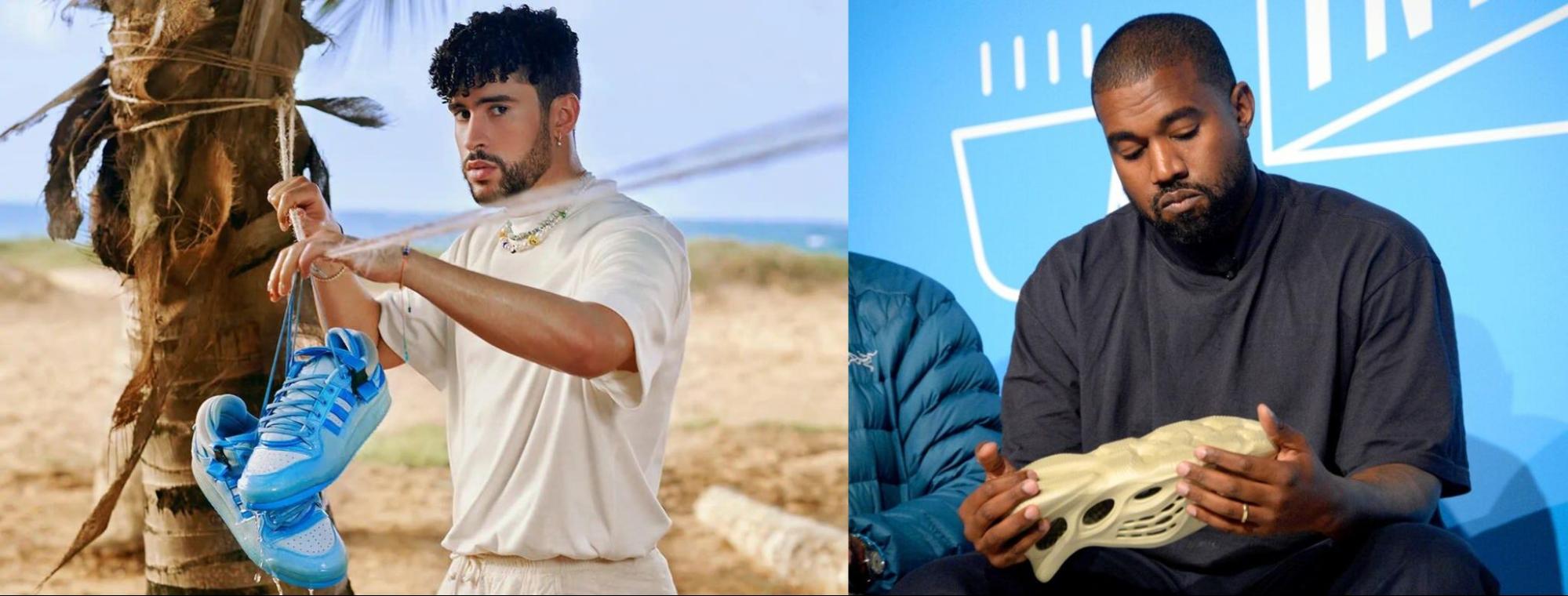Image showing Bad Bunny and Kanye West with their shoe designs