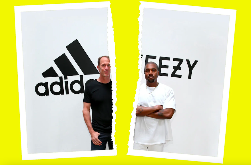 Image showcasing the separation of Adidas and Yeezy from the Rolling Stone